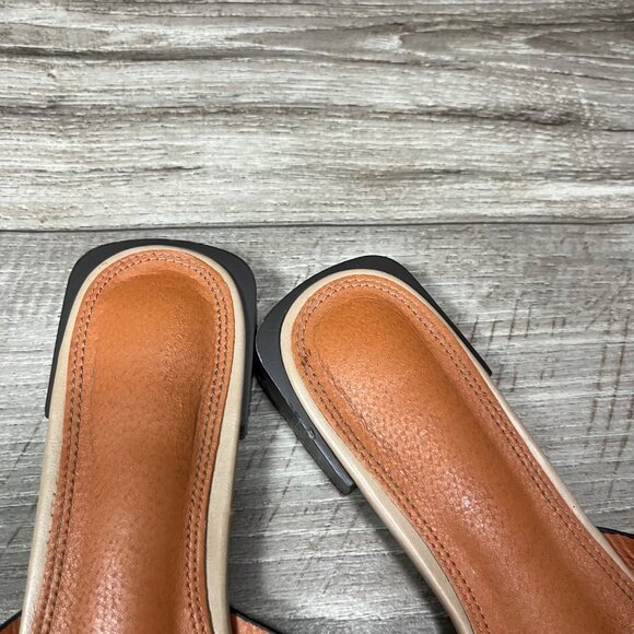 Marypaz Open Toe Low Heel Slide On Shoes Taupe Tan Women’s Size 36 - Picture 5 of 9